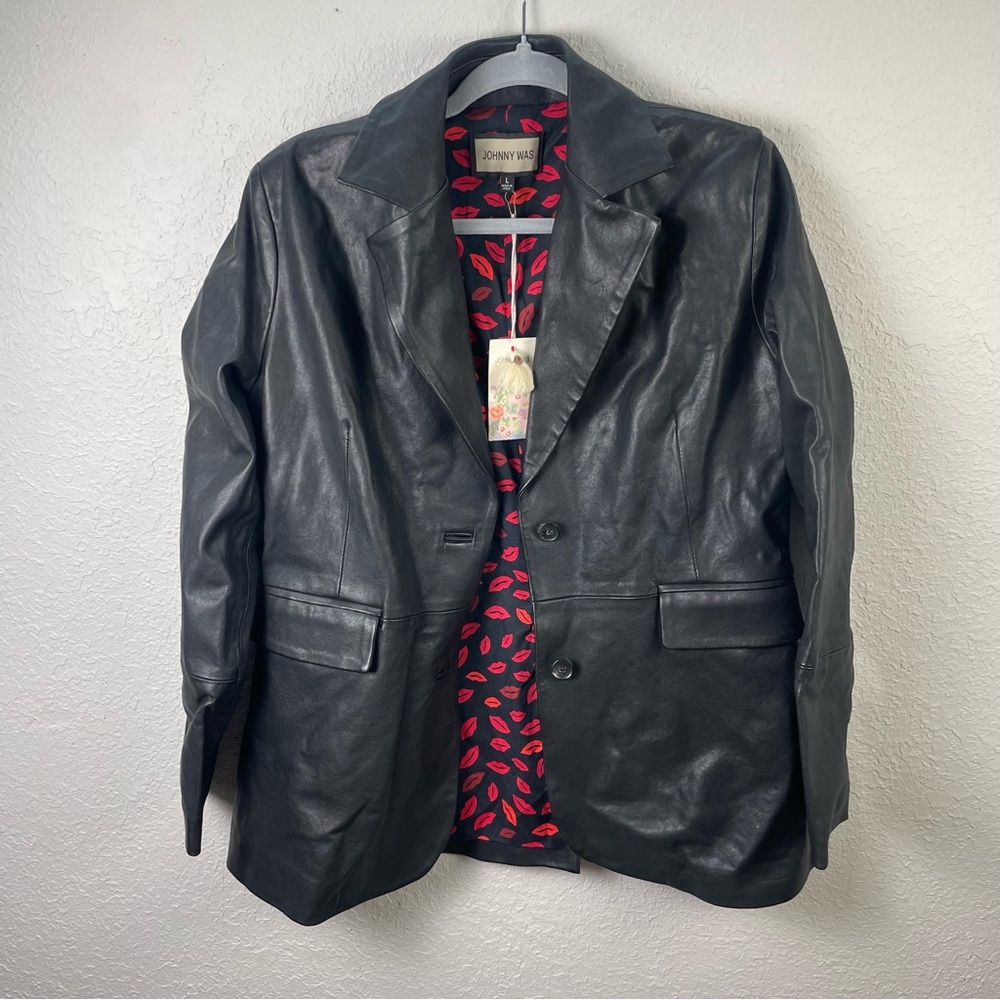 NEW Johnny Was Black‎ Italian Leather Jacket